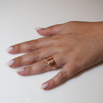 Handmade sterling silver ring 925o with rose gold plating and white zirconia IJ-010022C Image 5 in hand