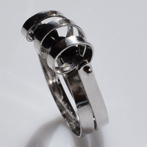Handmade sterling silver ring 925o twisted with silver plating and black quartz crystals IJ-010040A Image 2