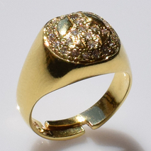 Χειροποίητο ασημένιο δαχτυλίδι 925ο σεβαλιέ chevalier σήμα της ειρήνης Peace σε χρυσή επιμετάλλωση με λευκά ζιργκόν IJ-010068B Εικόνα 3