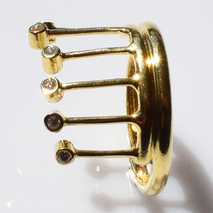 Χειροποίητο ασημένιο δαχτυλίδι 925ο κορώνα στέμμα σε χρυσή επιμετάλλωση με λευκά ζιργκόν IJ-010188B Εικόνα 3