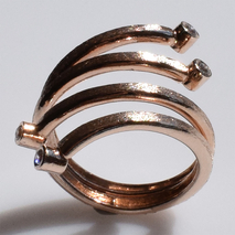 Handmade sterling silver ring 925o with mat rose gold plating and white zirconia IJ-010237C Image 2
