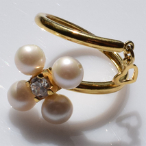 Handmade sterling silver ring 925o cross heart with gold plating and white pearls and white zirconia IJ-010342B Image 4