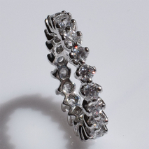 Χειροποίητο ασημένιο δαχτυλίδι βεράκι 925ο σειρέ σε ασημί επιμετάλλωση με λευκά ζιργκόν IJ-010400A Εικόνα 2
