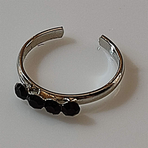 Δαχτυλίδι ποδιού (για τα δάχτυλα του ποδιού) φο μπιζού ορείχαλκος με μαύρους κρυστάλλους σε ασημί χρώμα BZ-RG-00402 Εικόνα 2