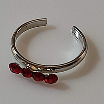 Δαχτυλίδι ποδιού (για τα δάχτυλα του ποδιού) φο μπιζού ορείχαλκος με κόκκινους κρυστάλλους σε ασημί χρώμα BZ-RG-00403 Εικόνα 2