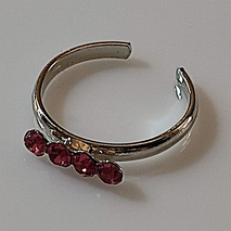 Δαχτυλίδι ποδιού (για τα δάχτυλα του ποδιού) φο μπιζού ορείχαλκος με φούξια κρυστάλλους σε ασημί χρώμα BZ-RG-00408 Εικόνα 2