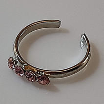 Δαχτυλίδι ποδιού (για τα δάχτυλα του ποδιού) φο μπιζού ορείχαλκος με ροζ κρυστάλλους σε ασημί χρώμα BZ-RG-00409 Εικόνα 2