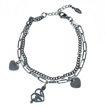 Bracelet faux bijoux brass heartbeat heart in silver color BZ-BR-00517