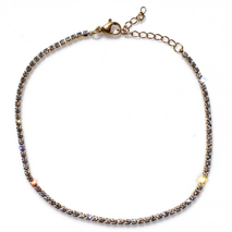 Bracelet anklet faux bijoux brass in gold color with white crystals BZ-BR-00530