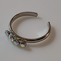 Δαχτυλίδι ποδιού (για τα δάχτυλα του ποδιού) φο μπιζού ορείχαλκος με ιριδίζοντες κρυστάλλους σε ασημί χρώμα BZ-RG-00475 Εικόνα 2