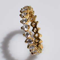 Χειροποίητο ασημένιο δαχτυλίδι βεράκι 925ο σειρέ σε χρυσή επιμετάλλωση με λευκά ζιργκόν IJ-010400B Εικόνα 2