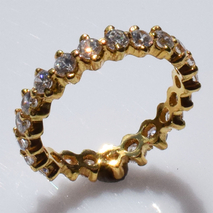 Χειροποίητο ασημένιο δαχτυλίδι βεράκι 925ο σειρέ σε χρυσή επιμετάλλωση με λευκά ζιργκόν IJ-010400B Εικόνα 3