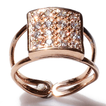 Χειροποίητο ασημένιο δαχτυλίδι 925ο τετράγωνο σε ροζ χρυσή επιμετάλλωση με λευκά ζιργκόν IJ-010419C Εικόνα 3