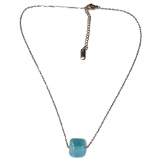 Necklace stainless steel turquoise cube in rose gold color BZ-NK-00391 image 2
