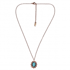 Necklace stainless steel with turquoise oval stone in rose gold color BZ-NK-00395 image 2