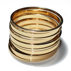 Bracelet faux bijoux brass rods set 11 bracelets in pale gold color BZ-BR-00502 Image 2