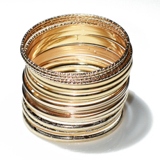 Bracelet faux bijoux brass rods set 18 bracelets in pale gold color BZ-BR-00504 Image 2