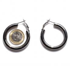 Earrings faux bijoux brass hoops in silver color BZ-ER-00649 compare size to 1 euro coin
