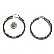 Earrings faux bijoux brass hoops in silver color BZ-ER-00653 compare size to 1 euro coin