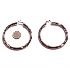Earrings faux bijoux brass hoops in rose gold color BZ-ER-00654 compare size to 1 euro coin