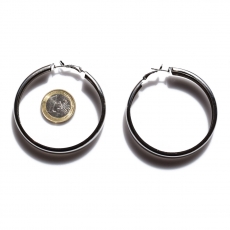 Earrings faux bijoux brass hoops in silver color BZ-ER-00657 compare size to 1 euro coin