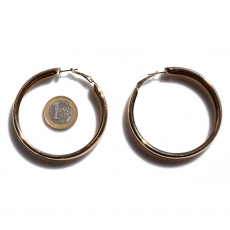 Earrings faux bijoux brass hoops in gold color BZ-ER-00658 compare size to 1 euro coin