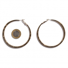 Earrings faux bijoux brass hoops in gold color BZ-ER-00660 compare size to 1 euro coin
