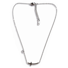 Necklace stainless steel cross with white crystals in silver color BZ-NK-00408 Image 2