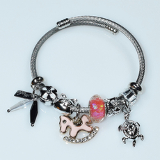 Bracelet faux bijoux brass horse turtle with multi color crystals in silver color BZ-BR-00509 Image 4