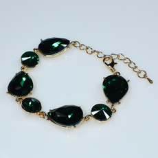 Bracelet faux bijoux brass with green crystals in pale gold color BZ-BR-00511 Image 2