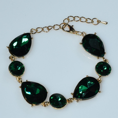 Bracelet faux bijoux brass with green crystals in pale gold color BZ-BR-00511 Image 4