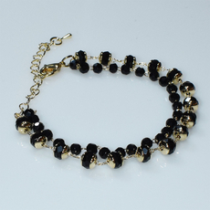 Bracelet faux bijoux brass rozario with black crystals in gold color BZ-BR-00515 Image 3