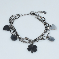Bracelet faux bijoux brass four leaf clover heart in silver color BZ-BR-00516 Image 4