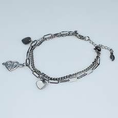 Bracelet faux bijoux brass heartbeat heart in silver color BZ-BR-00517 Image 2