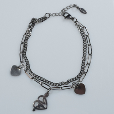 Bracelet faux bijoux brass heartbeat heart in silver color BZ-BR-00517 Image 4