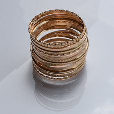 Bracelet faux bijoux brass rods set 15 bracelets in pale gold color BZ-BR-00533 Image 6