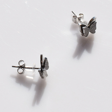 Earrings stainless steel butterflies in silver color BZ-ER-00732 Image 2