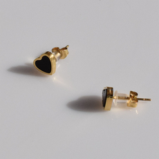 Earrings stainless steel hearts with black crystals in gold color BZ-ER-00736 Image 3