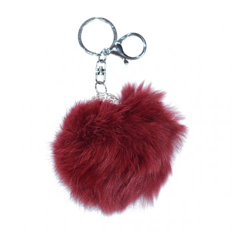 Key chains faux bijoux red fur with white crystals (BZ-KC-00017)