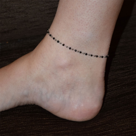 Bracelet anklet stainless steel rosario with crystals in silver color BZ-BR-00408 image 2