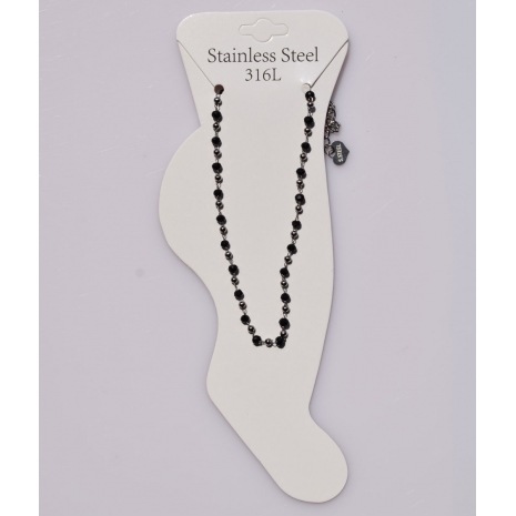 Bracelet anklet stainless steel rosario with crystals in silver color BZ-BR-00408 image 3