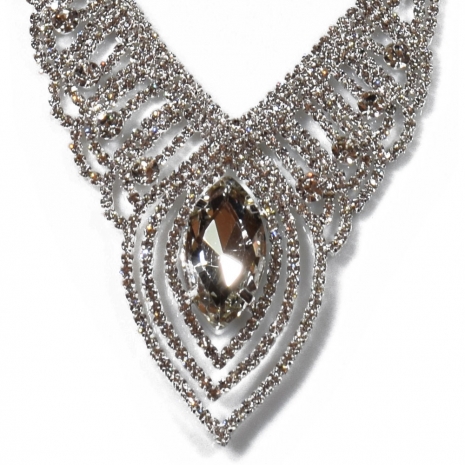 Necklace faux bijoux statement with crystals in silver color BZ-NK-00287 image 2