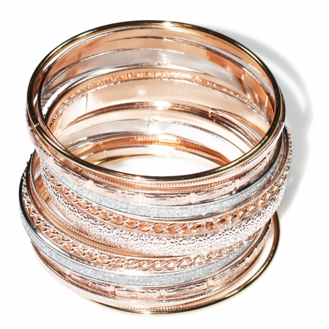 Bracelet faux bijoux multiple rods three color in rose gold, gold and silver color BZ-BR-00435