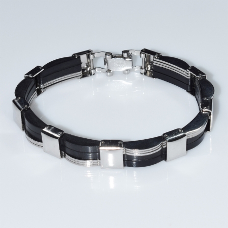Bracelet mens stainless steel in silver and black color BZ-BR-00459 Image 2