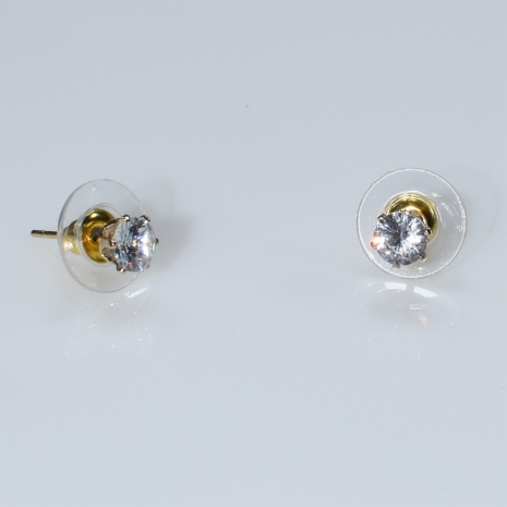 Earrings stainless steel with small white crystal in gold color BZ-ER-00581 Image 2