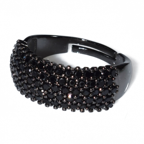 Ring faux bijoux with black crystals in black color BZ-RG-00425 Image 2