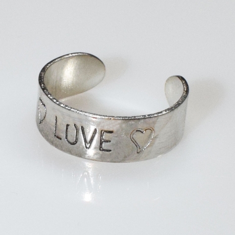 Toe ring faux bijoux brass Love heart in silver color BZ-RG-00450 Image 2