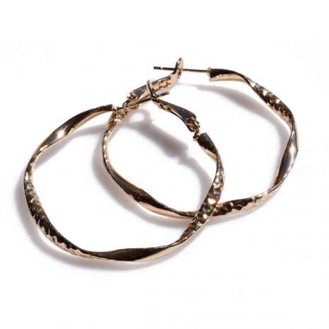 Earrings faux bijoux brass hoops in pale gold color BZ-ER-00646 image 3