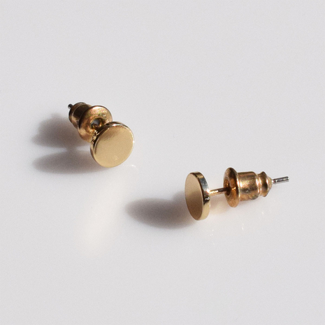 Σκουλαρίκια φο μπιζού ορείχαλκος καρφωτά κύκλοι σε χρυσό χρώμα BZ-ER-00726 Εικόνα 3
