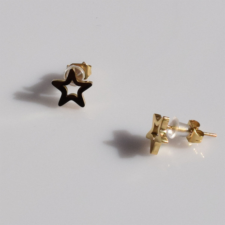Σκουλαρίκια ατσάλινα (stainless steel) αστέρια καρφωτά σε χρυσό χρώμα BZ-ER-00737 Εικόνα 3